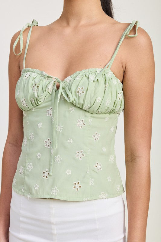 BUSTIER TOP WITH SHOULDER TIES